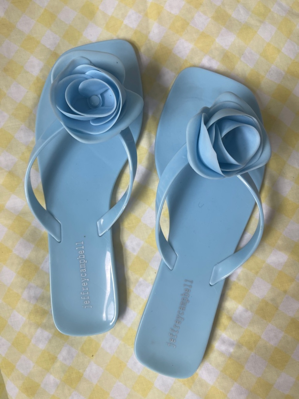 Jeffrey Campbell Light Blue Floral Jelly Flip Sandals